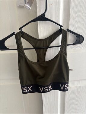 Victoria's Secret VSX Olive Racerback Sports Bra with Branded Band